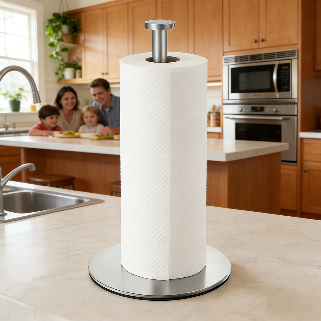 SleekRoll | Roestvrijstalen keukenrolhouder – Organizer voor keukenrollen