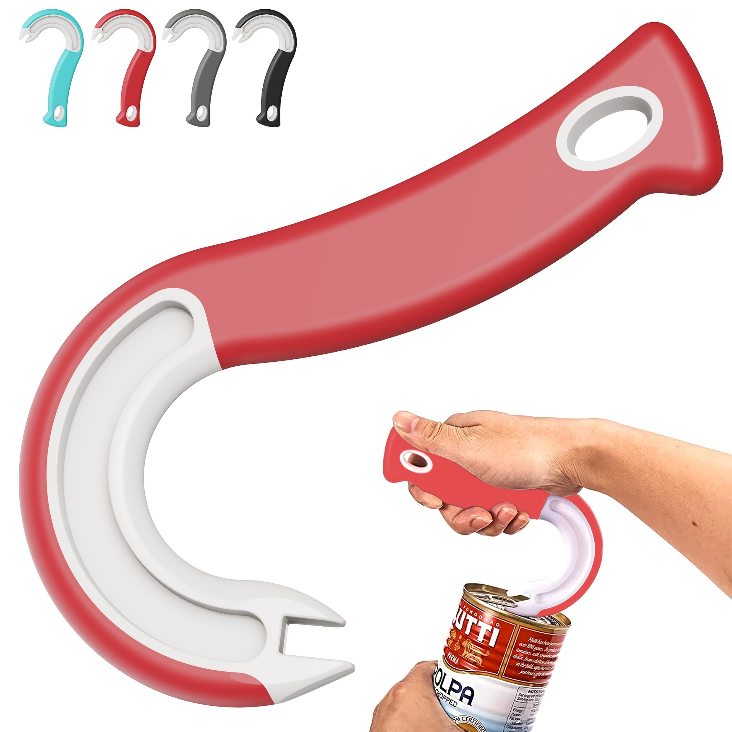 GripCan | Gemakkelijk vast te pakken blikopener met haak – Ergonomische duurzame handmatige blikopener