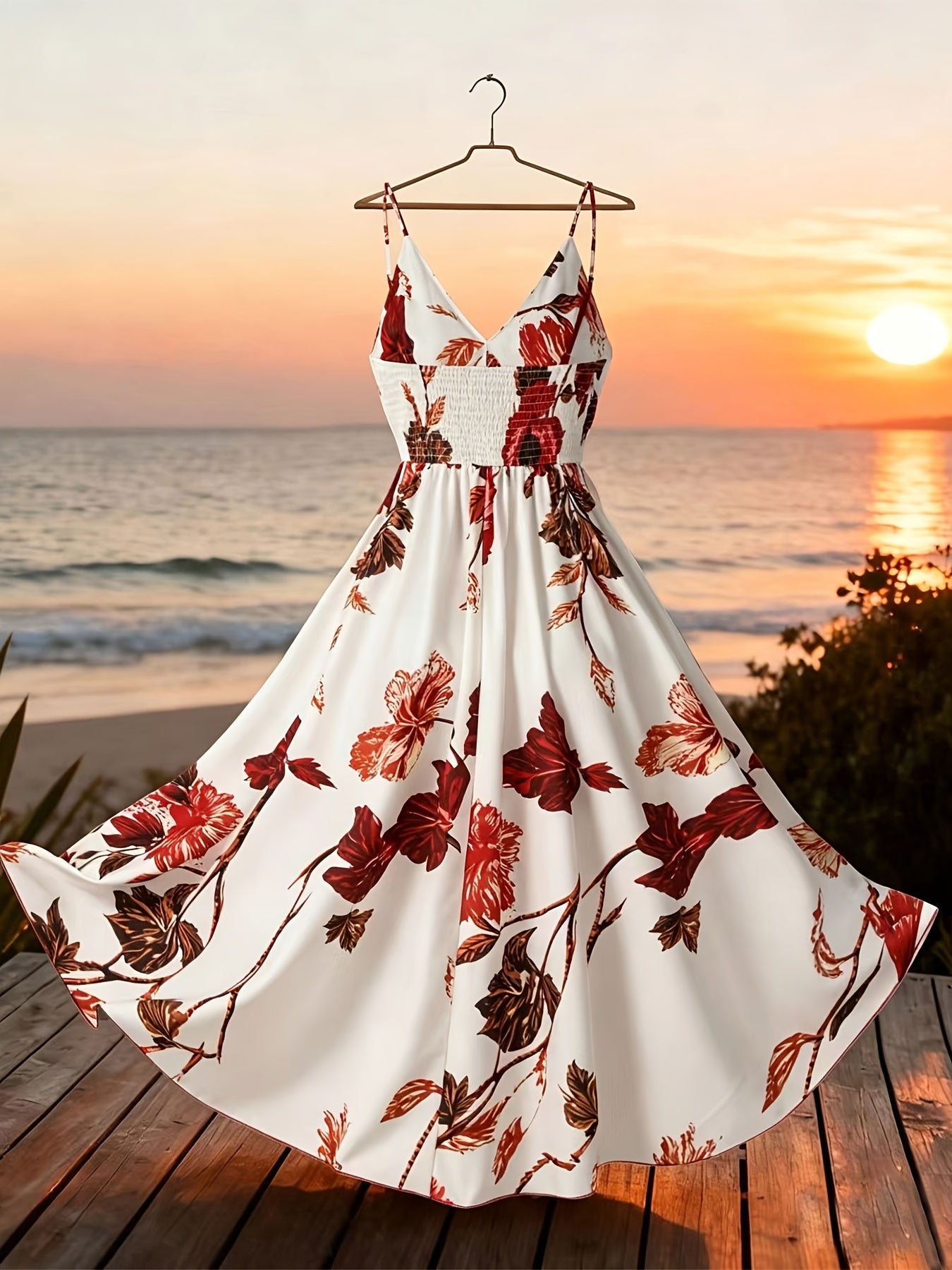 Greya | Zomerjurk voor dames – Midi-jurk met bloemenprint, mouwloos, voor op het strand