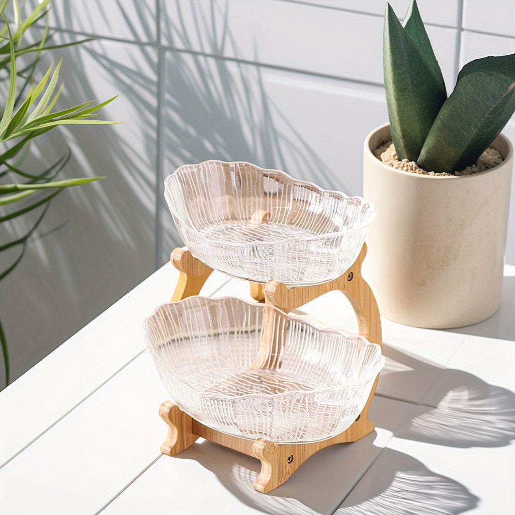 StackNest | 3-Lagen Plastic Fruit- & Snackbord – Multifunctionele Opbergtray, Gelaagde Dessertstandaard