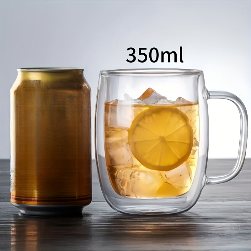 Glassio | Borosilicaat dubbellaagse glazen mokken – hittebestendige bekers met grote inhoud en handvatten