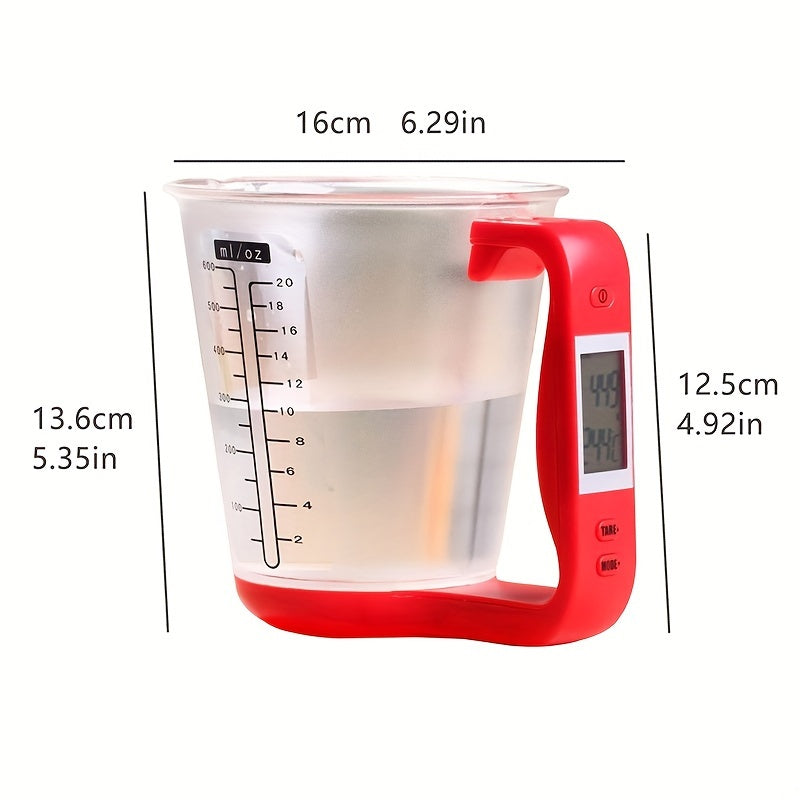ScaleCup | Compacte digitale keukenweegschaal met LCD-scherm, precieze maatbeker, beker