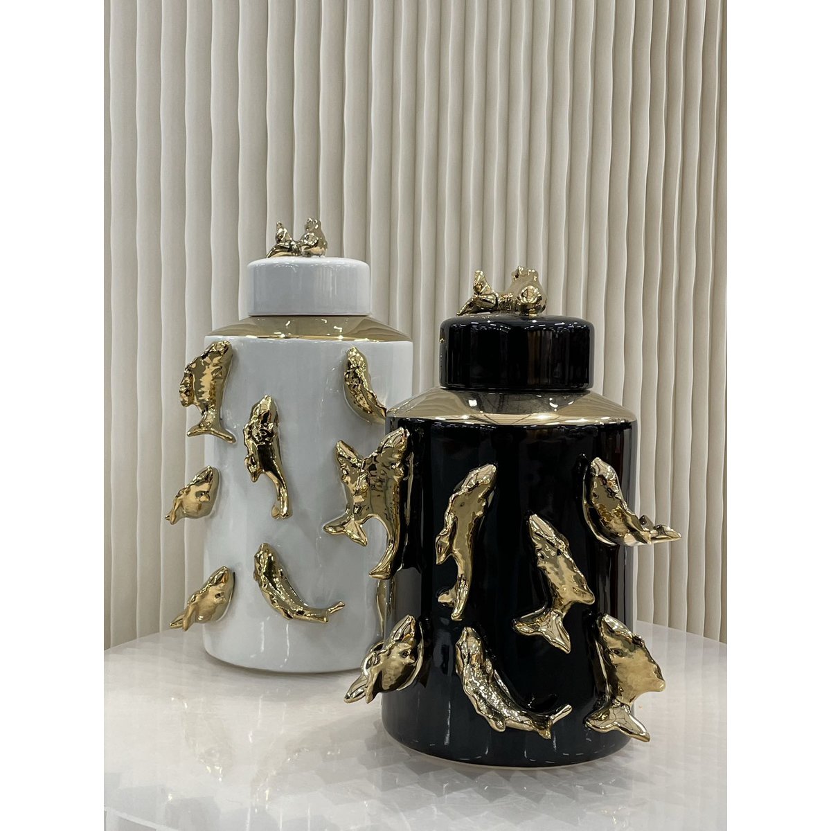 LuxeJar | Gouden vissen decor pot vaas