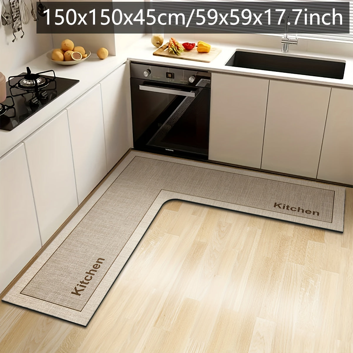 StepNook | Grote L-vormige keukenmat – antislip siliconen onderkant, vloerkleed voor eetkamer en hal