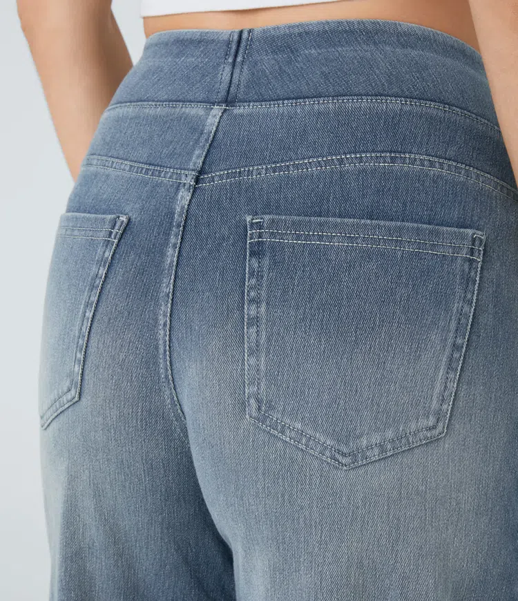 Rexina | Dames high-waisted wijde jeans – Comfortabele stretchdenim, trendy losvallende casual broek