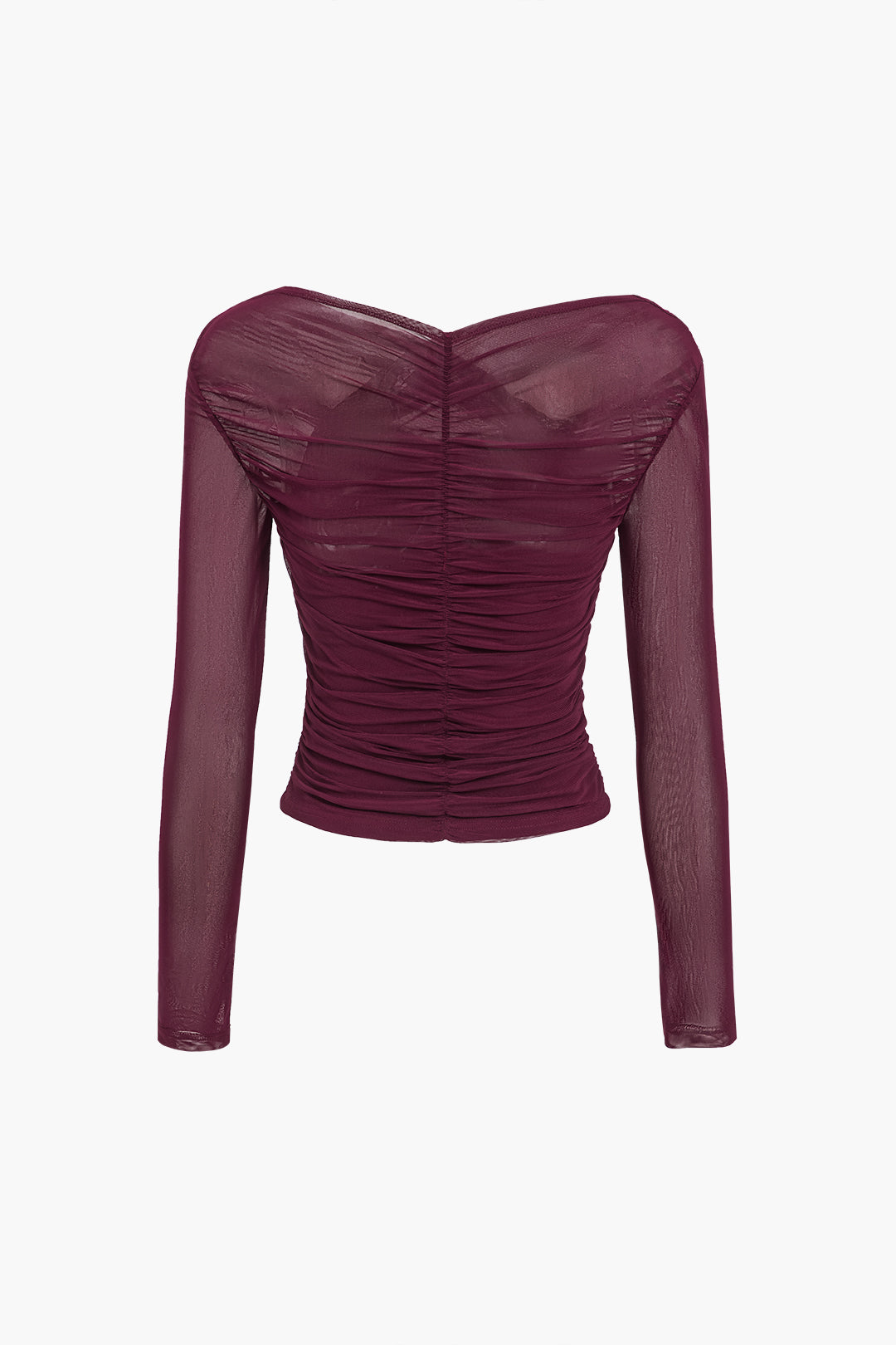 Zaira | Meshblouse met lange mouwen – cropped top met geplooide details, elegante, chique slim-fit