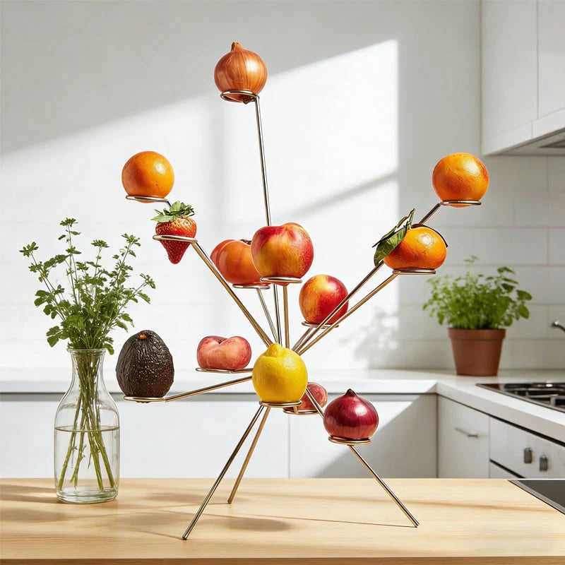 FruitBurst | Exploding Fruit Bowl – Handgemaakt metalen tafelstuk, zwevend fruitschaal