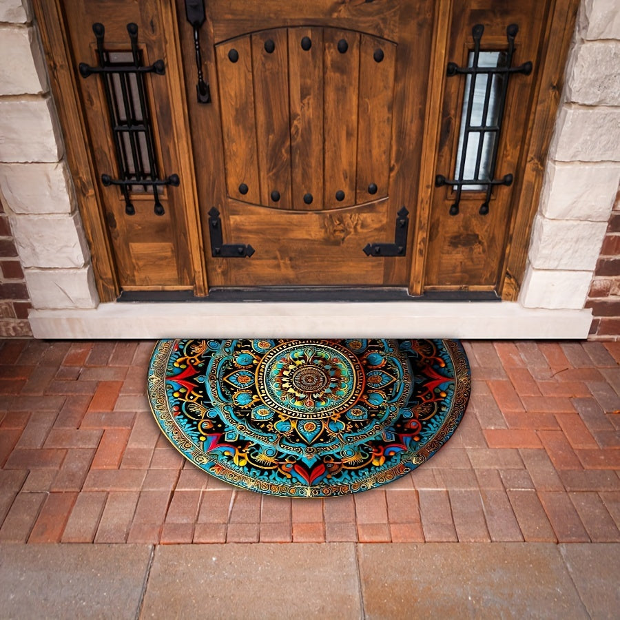 MandaStep | Halve cirkel Mandala deurmat - antislip mat voor binnenkomst, Boho buiten/binnen deurmat