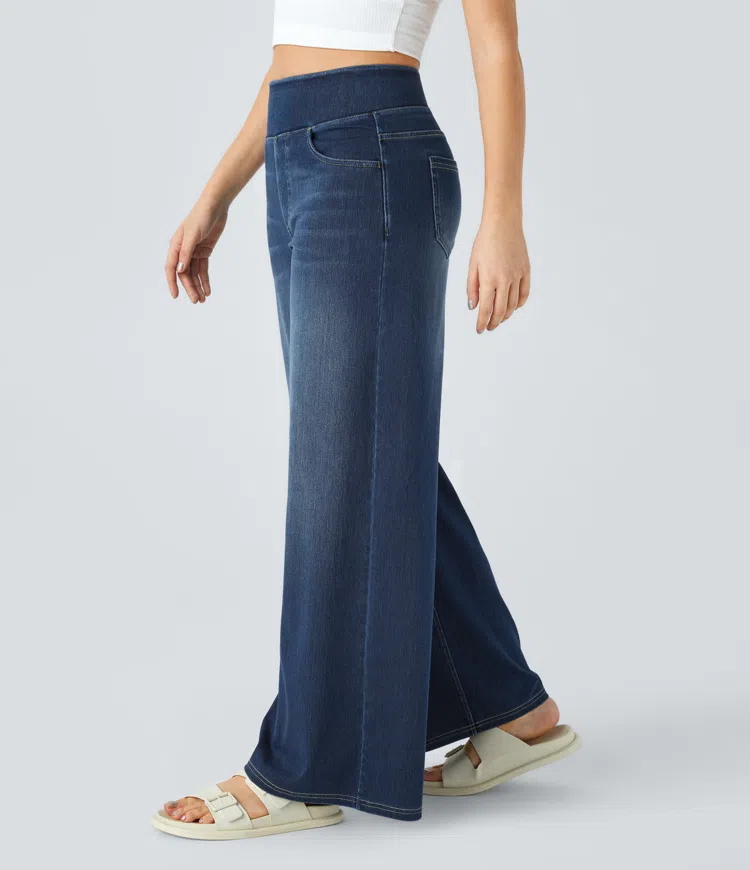 Rexina | Dames high-waisted wijde jeans – Comfortabele stretchdenim, trendy losvallende casual broek