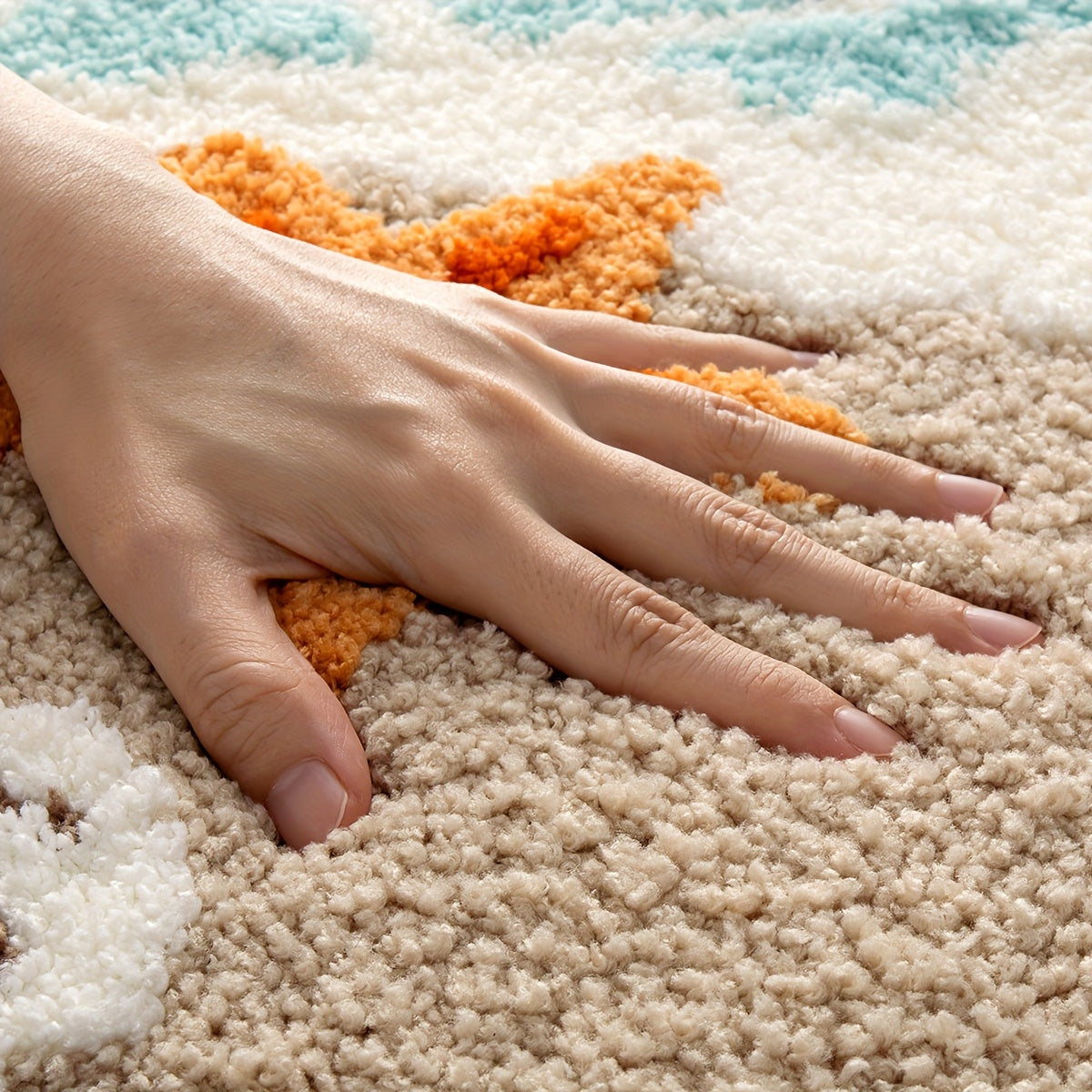 ShoreStep | Pluizige Ovale Badmat – Antislip en Waterabsorberend, Badkamermat met Strandschelpenpatroon