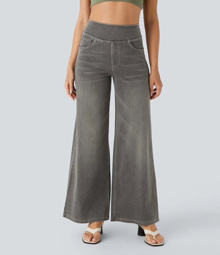 Rexina | Dames high-waisted wijde jeans – Comfortabele stretchdenim, trendy losvallende casual broek