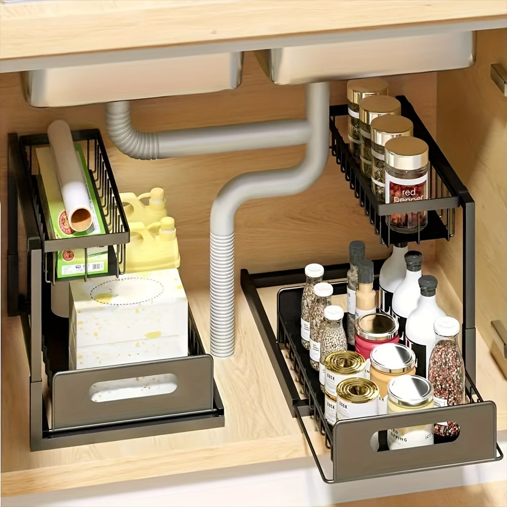 GlideShelf | Uittrekbare Organizer Onder de Spoelbak – Metalen Schuifplanken