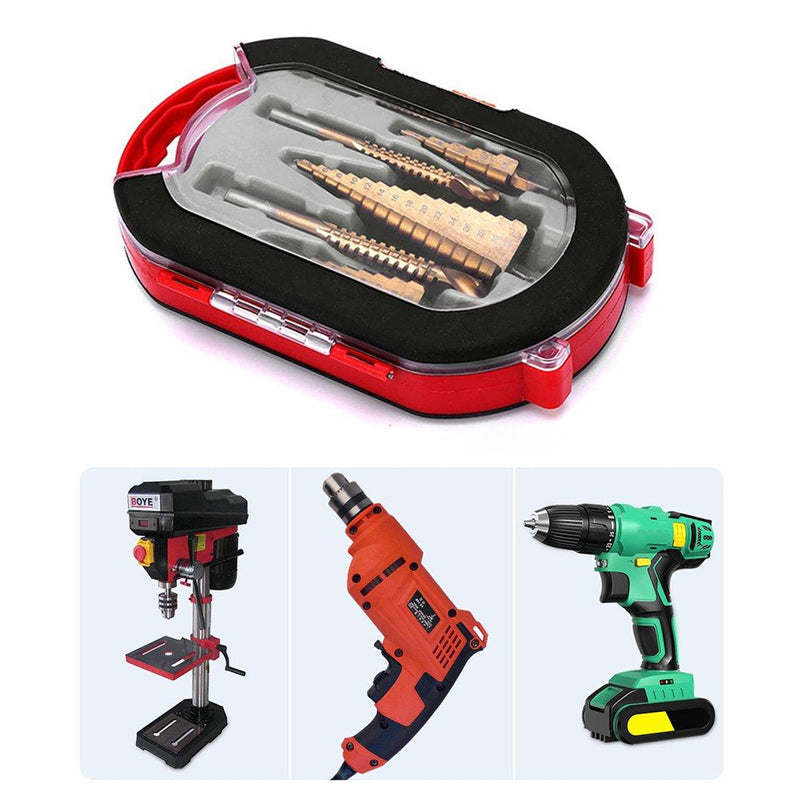 CoreSnip | 6-delige hoge-snelheid titanium-gelamineerde Pagoda step boren set - ruimen zaagtand