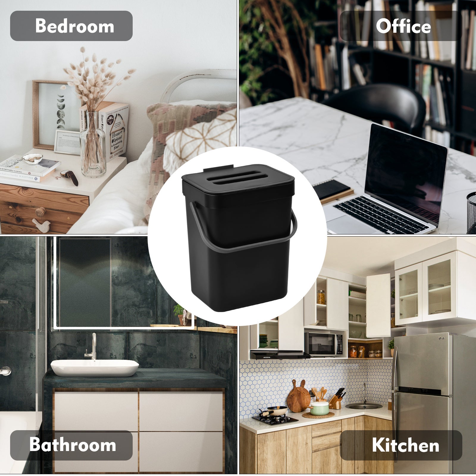 WasteWise | Compacte keukencompostbak – Afvalbak voor op het aanrecht en om op te hangen