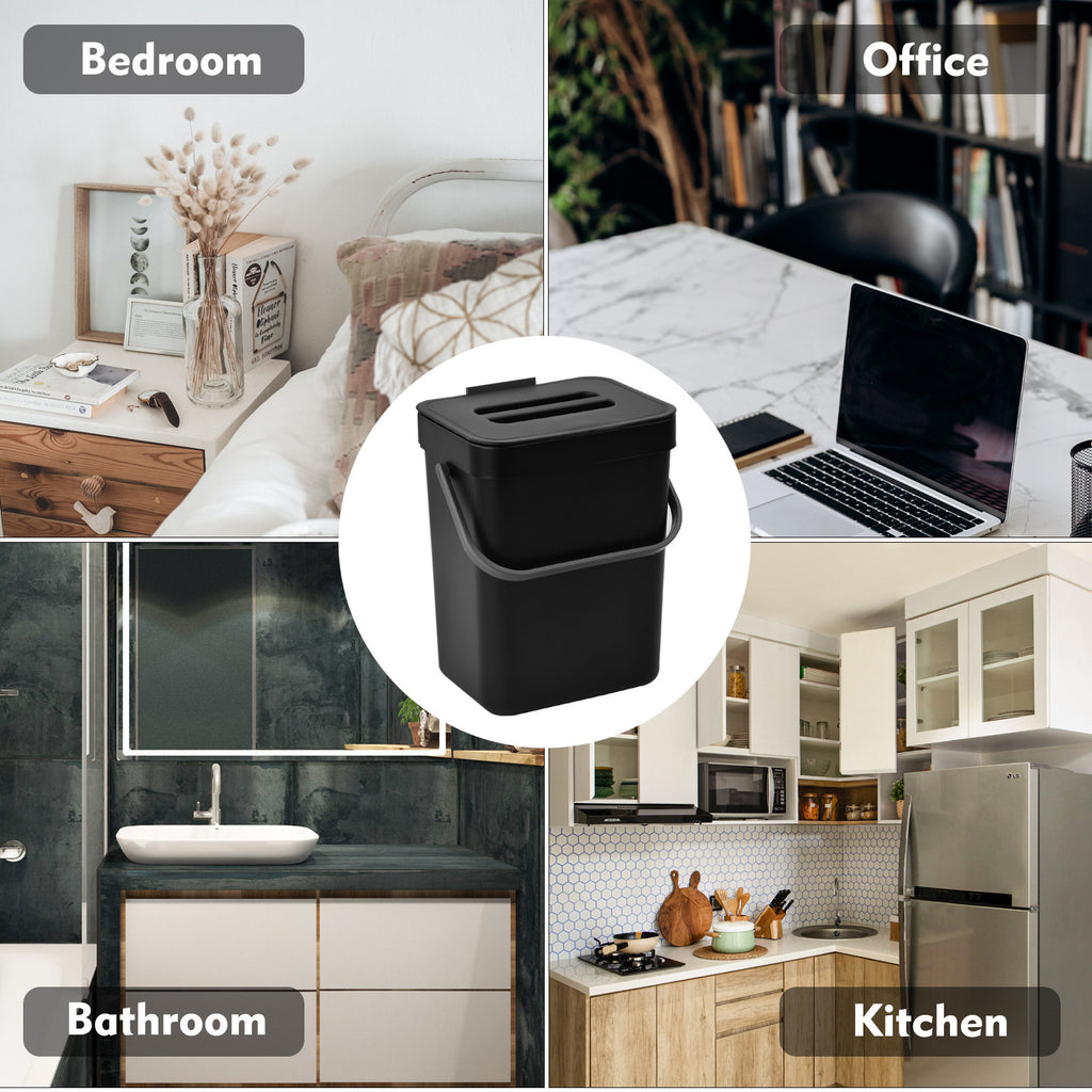 WasteWise | Compacte keukencompostbak – Afvalbak voor op het aanrecht en om op te hangen