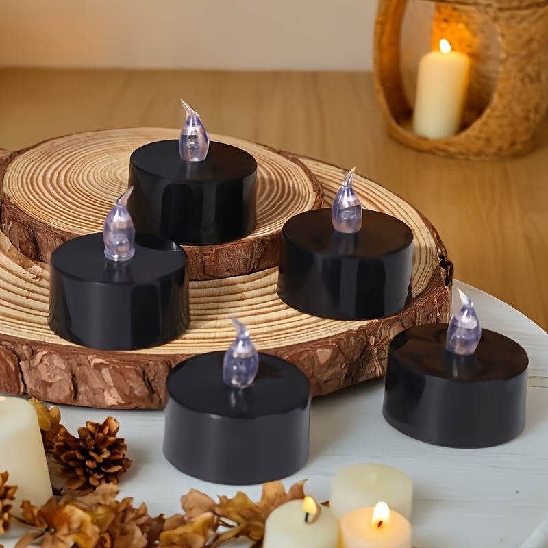 TwinkleCandle | Batterijgevoede zwarte theelichtjes – flikkerende lichtjes, veilige decoratie voor binnenshuis