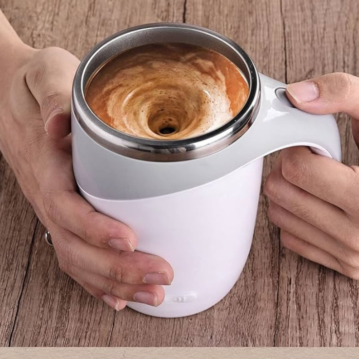Mugnetic | Zelfroerende mok – Automatische magnetische mengbeker, roestvrijstalen geïsoleerde koffiemok