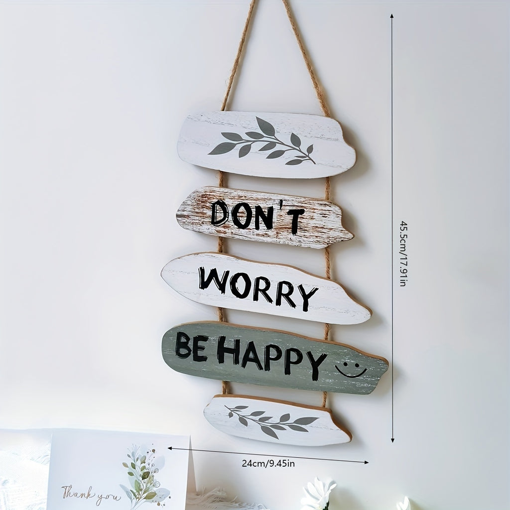 HappyRoots | Rustiek houten bord - 'Don't Worry, Be Happy' - Inspirerende muurdecoratie