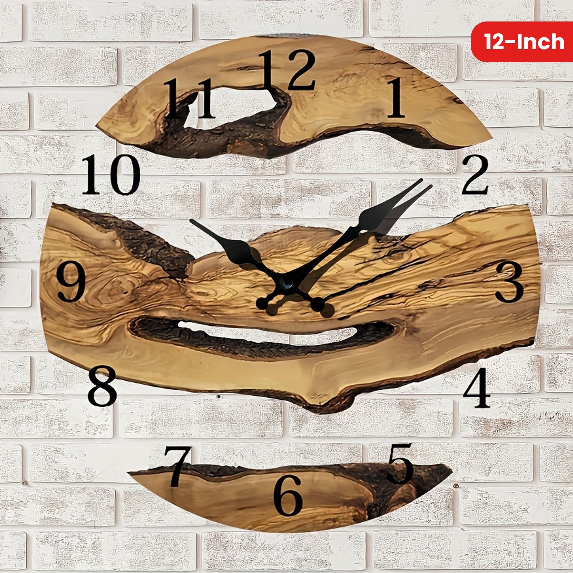 ClockCraft | Creatieve 12-inch acryl houtnerf wandklok - ontwerp zonder frame