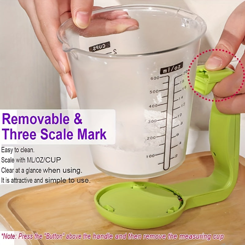 ScaleCup | Compacte digitale keukenweegschaal met LCD-scherm, precieze maatbeker, beker