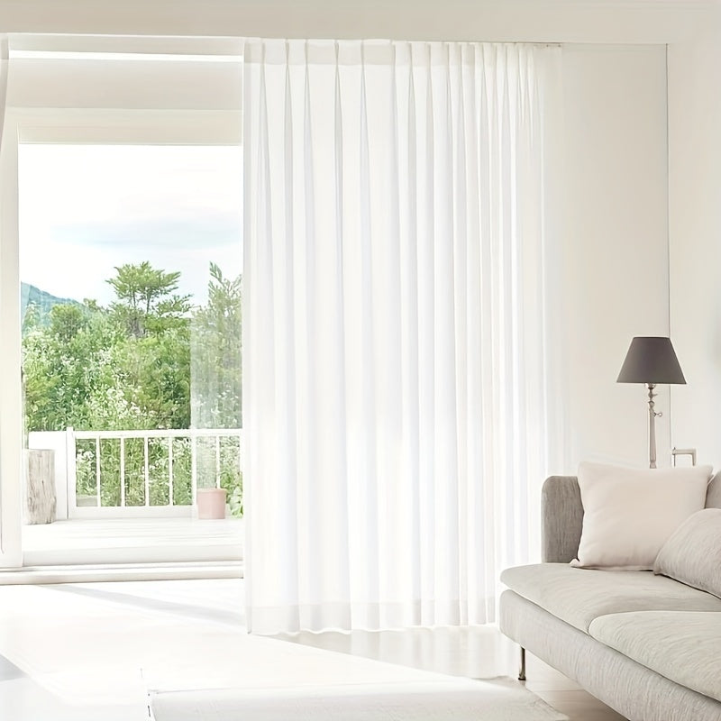 SheerDrape | Wit chiffon semi-transparant gordijn - Zachte tule gordijnen voor thuisdecoratie