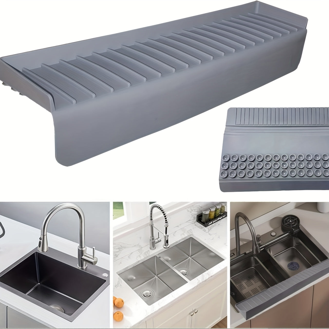 EdgeGuard | Zwaar uitgevoerde kunststof randbescherming voor spoelbakken – antislip, krasbestendige spatbescherming