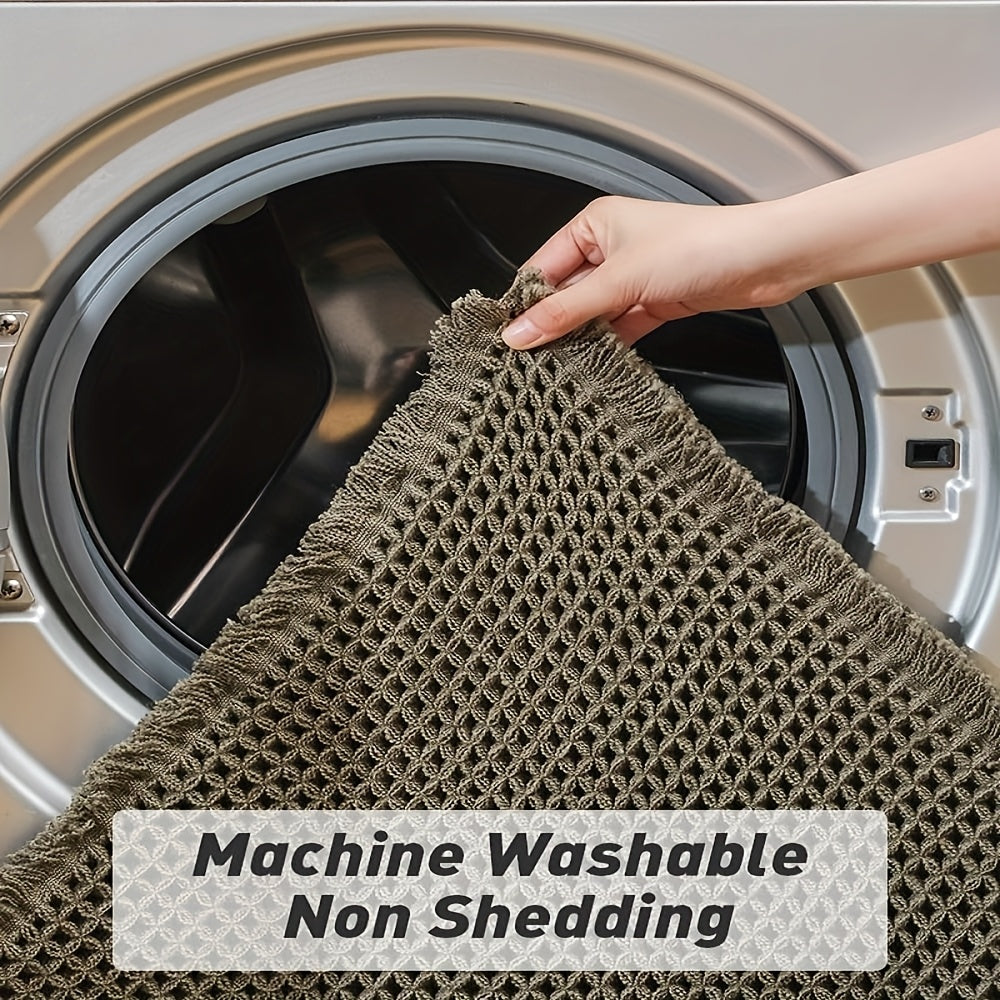 AbsorbEase | Ultra-absorberende wafelbadmat met kwastjes - antislipmat