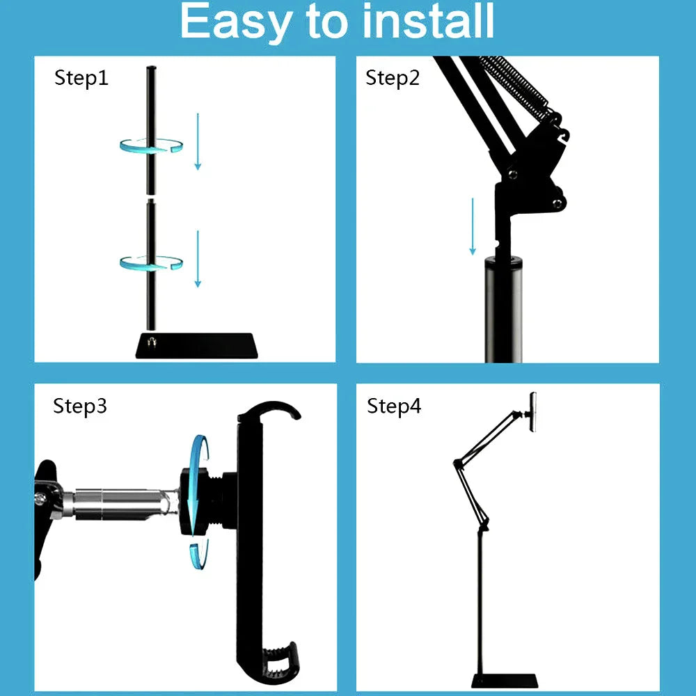 FoldiBase | 360° flexibele, opvouwbare en verstelbare vloerstandaard voor iPad en tablet