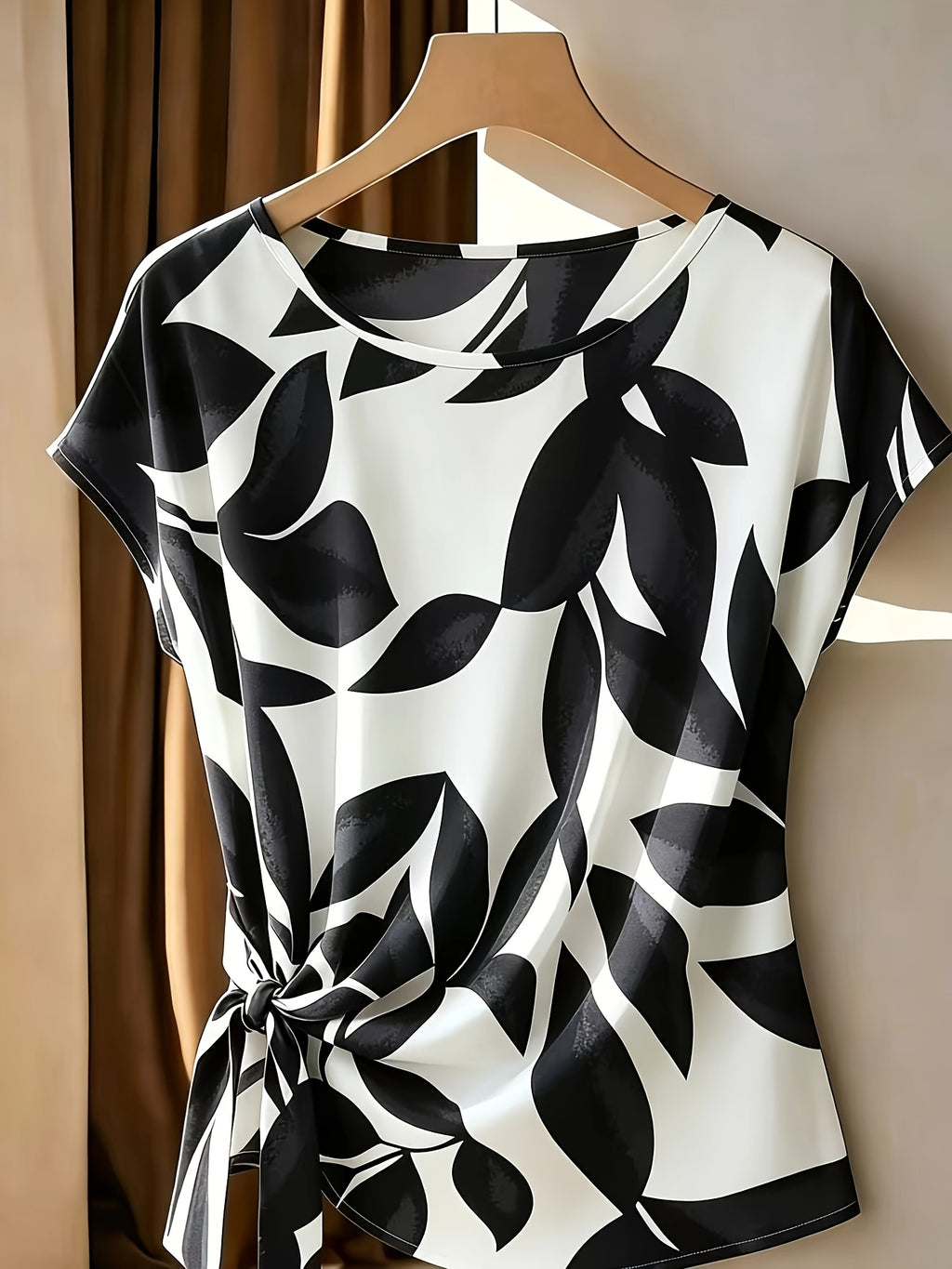 Mirell | Casual-elegante damestop – Blouse met print, ronde hals en lange mouwen