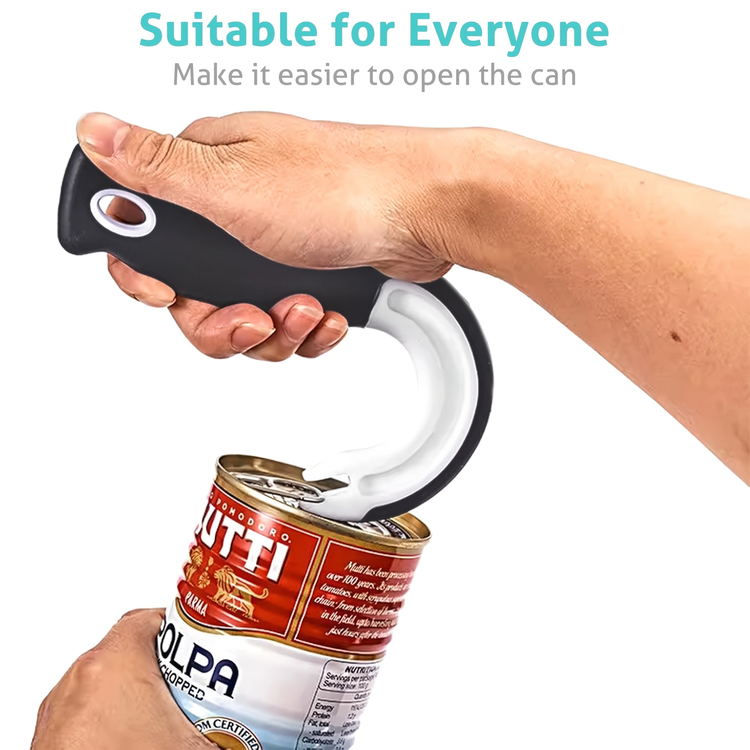 GripCan | Gemakkelijk vast te pakken blikopener met haak – Ergonomische duurzame handmatige blikopener