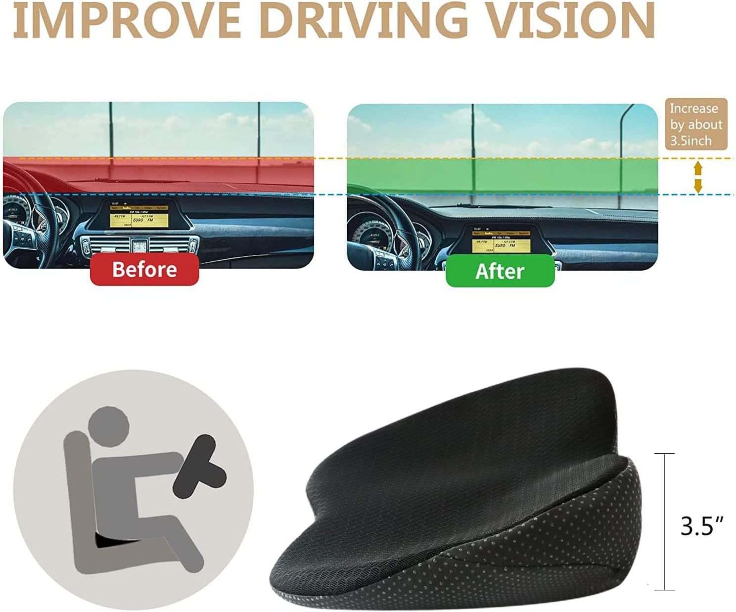 AutoRelief | Orthopedisch autostoelkussen voor volwassenen, lendensteun, traagschuim, reizen & comfort