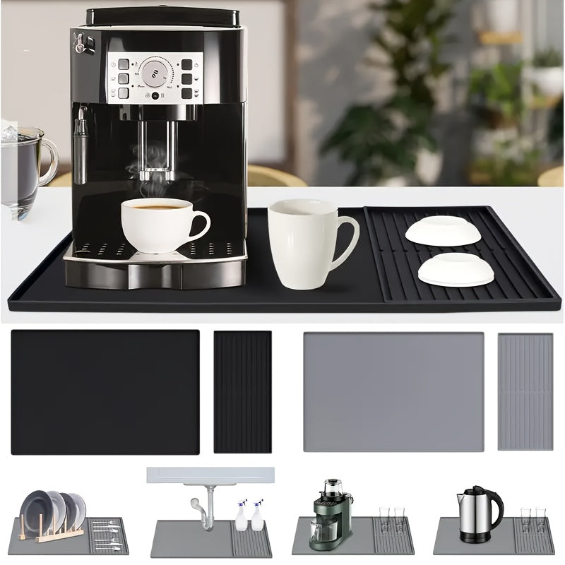 BrewPad | 2-in-1 siliconen koffiemat met verhoogde randen - hittebestendige antislip koffiebarbeschermer