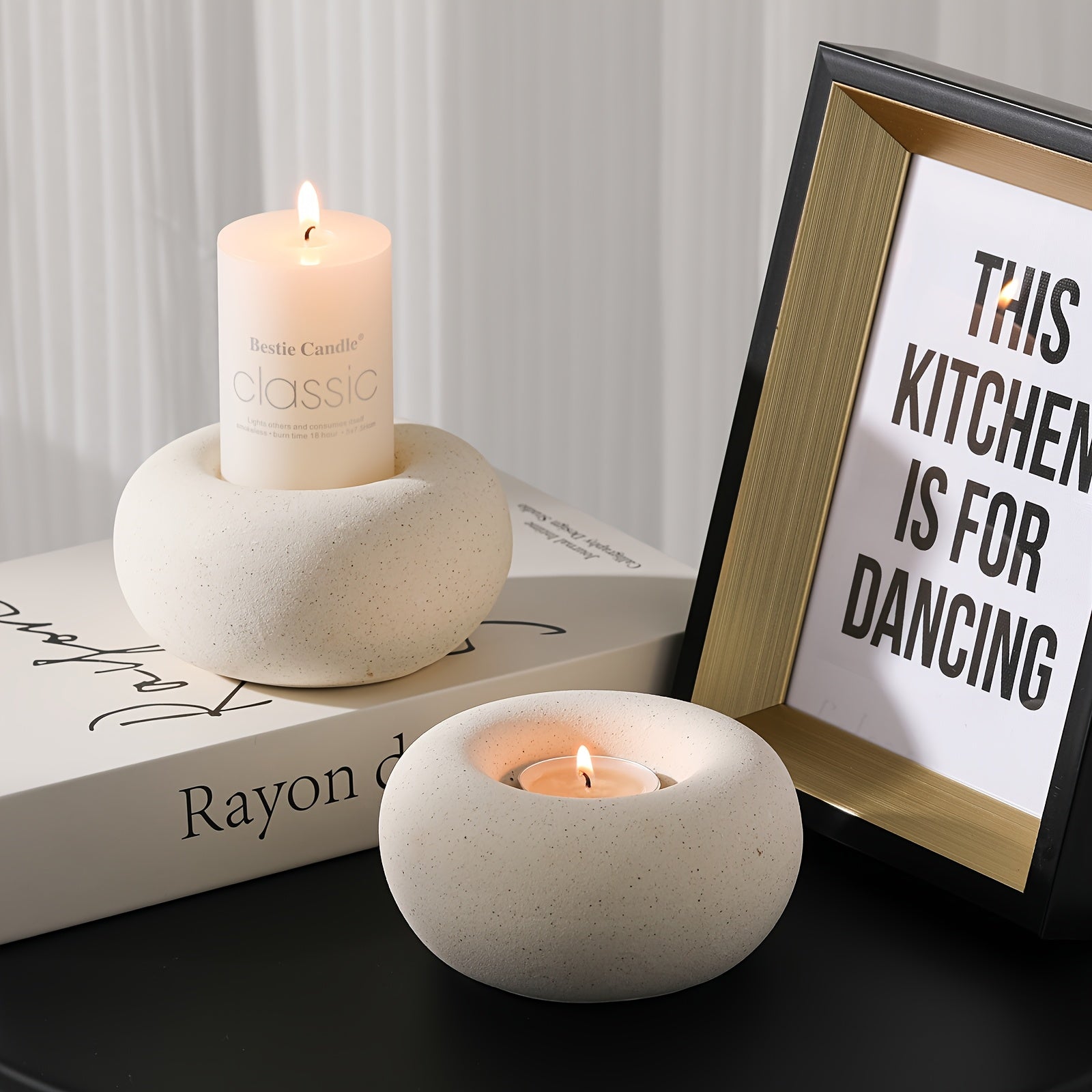 CandleNest | Keramische Donut Kaarsenhouder – Modern Vintage Tafelstuk, Decoratieve Centerpiece
