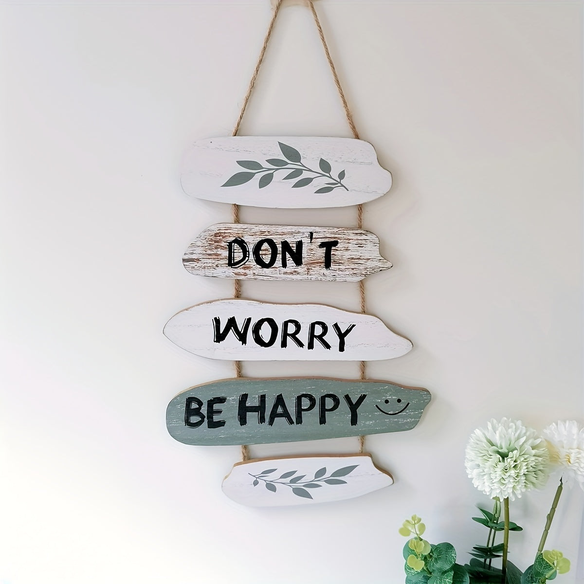 HappyRoots | Rustiek houten bord - 'Don't Worry, Be Happy' - Inspirerende muurdecoratie