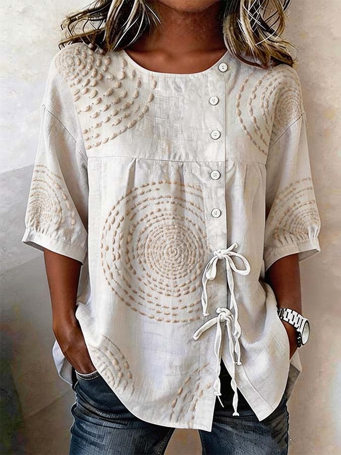 Zumi | Dames lichtgewicht blouse – asymmetrische blouse met knoopsluiting