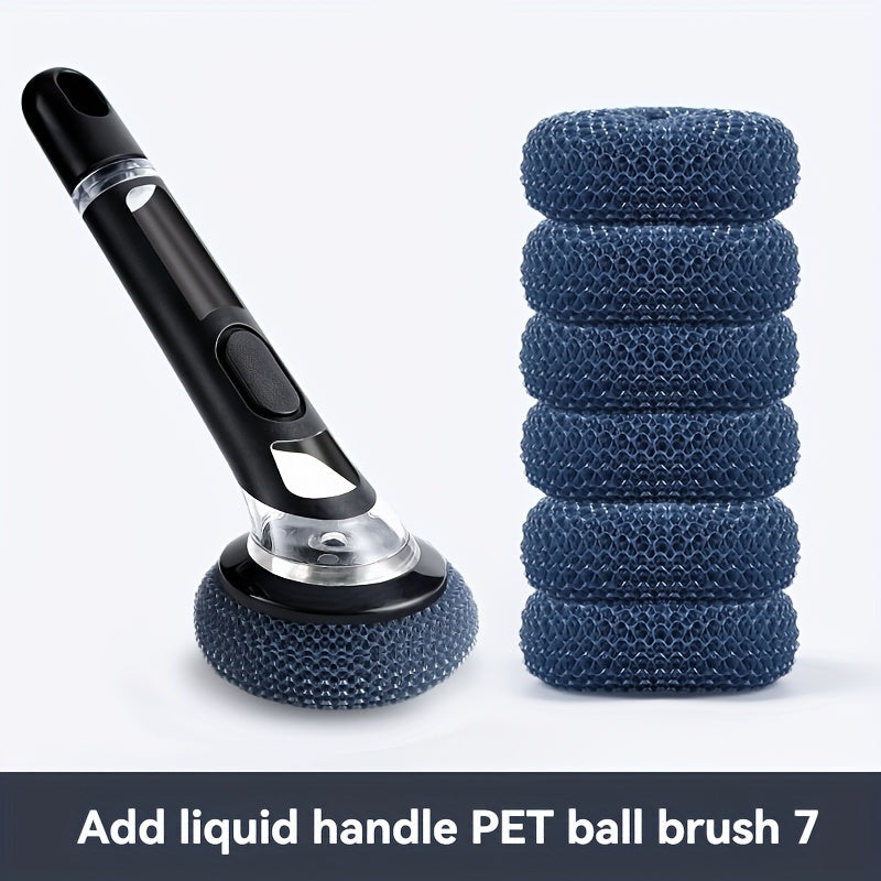 ScrubBuddy | Potschuurspons met handvat en vloeistofdispenser – Multifunctionele keukenborstel