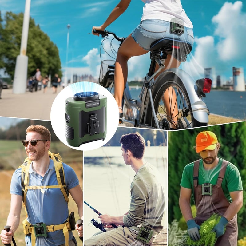 AirBelt | Oplaadbare ventilator met heupclip – Draagbare, handsfree persoonlijke ventilator