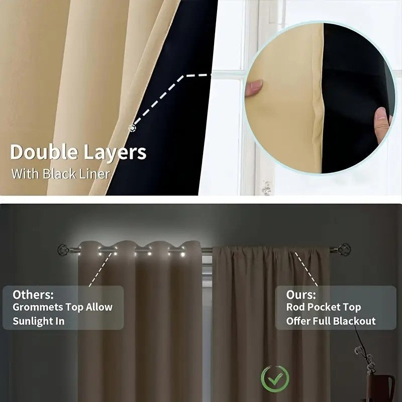 EclipseCurt | 2 stuks verduisteringsgordijnen, 100% lichtwerend, thermisch geïsoleerd