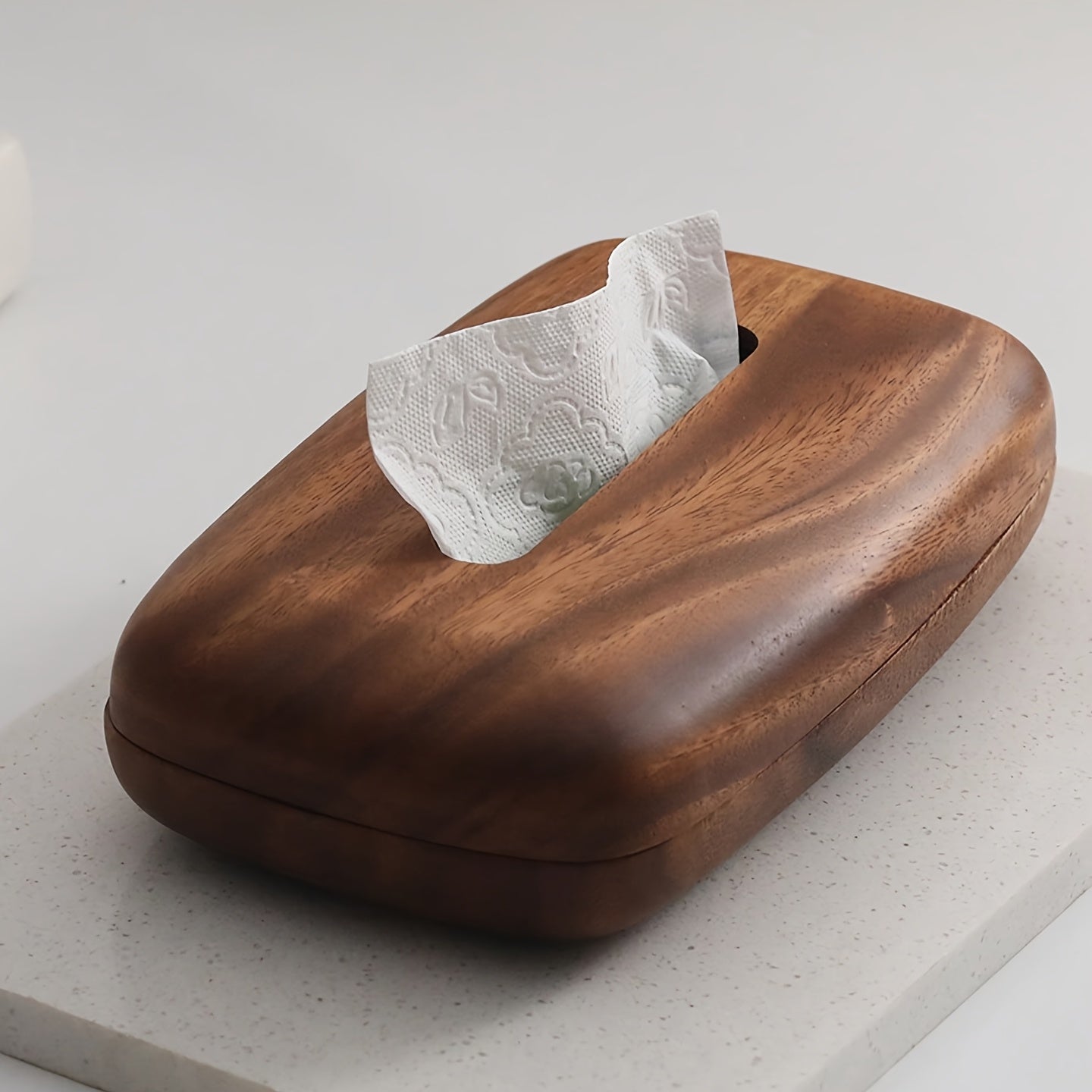TimberTissue | Walnoothouten tissueboxhouder - Moderne minimalistische houten hoes voor op tafel,