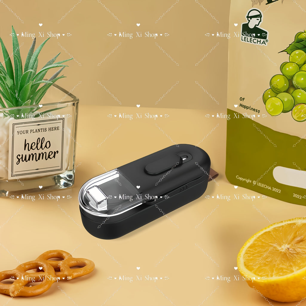SealZip | 2-in-1 Mini Zakjes Sealer & Snijder - Draagbare Vacuüm Verpakkingsmachine voor Voedselopslag, Snacks