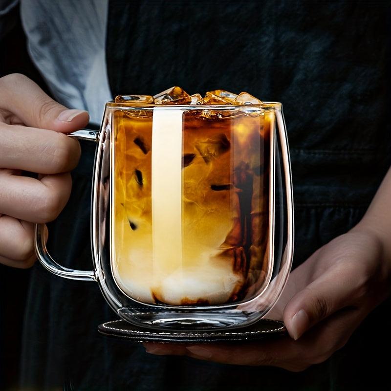Glassio | Borosilicaat dubbellaagse glazen mokken – hittebestendige bekers met grote inhoud en handvatten