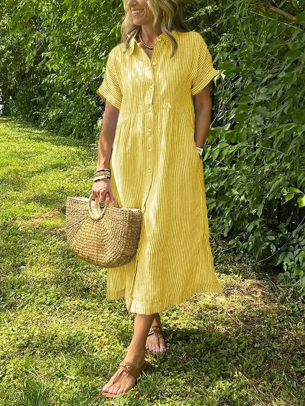 Zinae | Dames jurk met knoopsluiting en reverskraag – elegante casual overhemdjurk