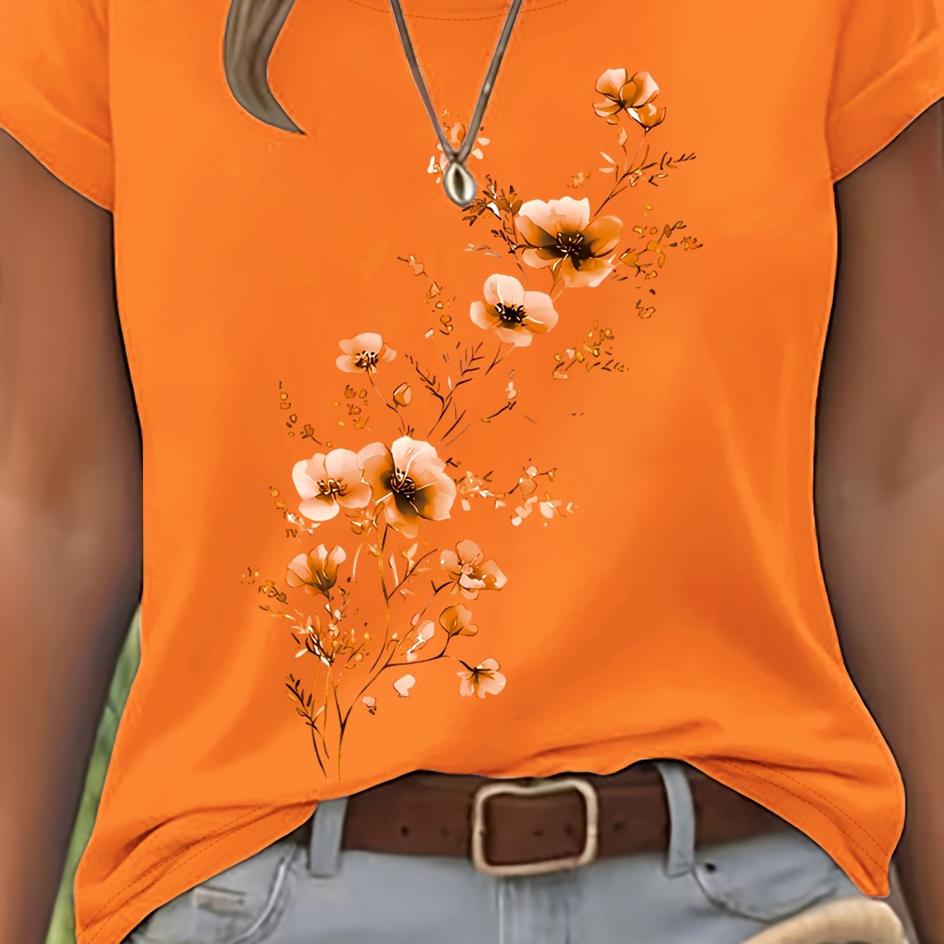 Naya | Zomer-T-shirt voor dames – Casual, lichtgewicht top met bloemenmotief in aquarelstijl