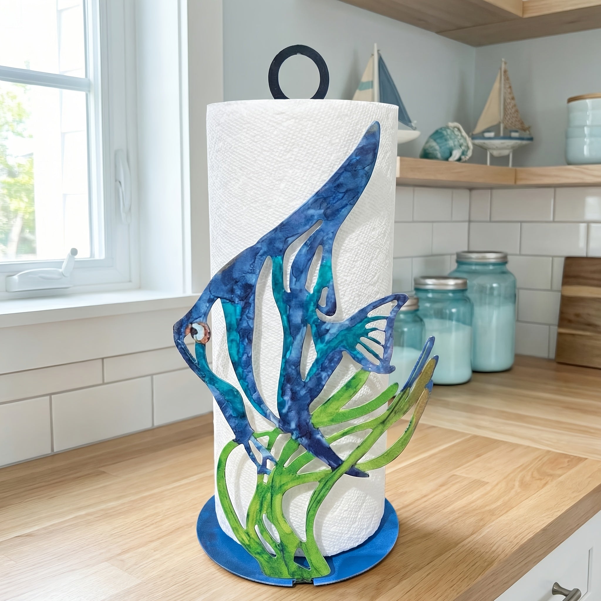 MarineElegance | IJzeren Zeepaardje Tissuehouder – Oceaanthema Decoratieve Servettenbox