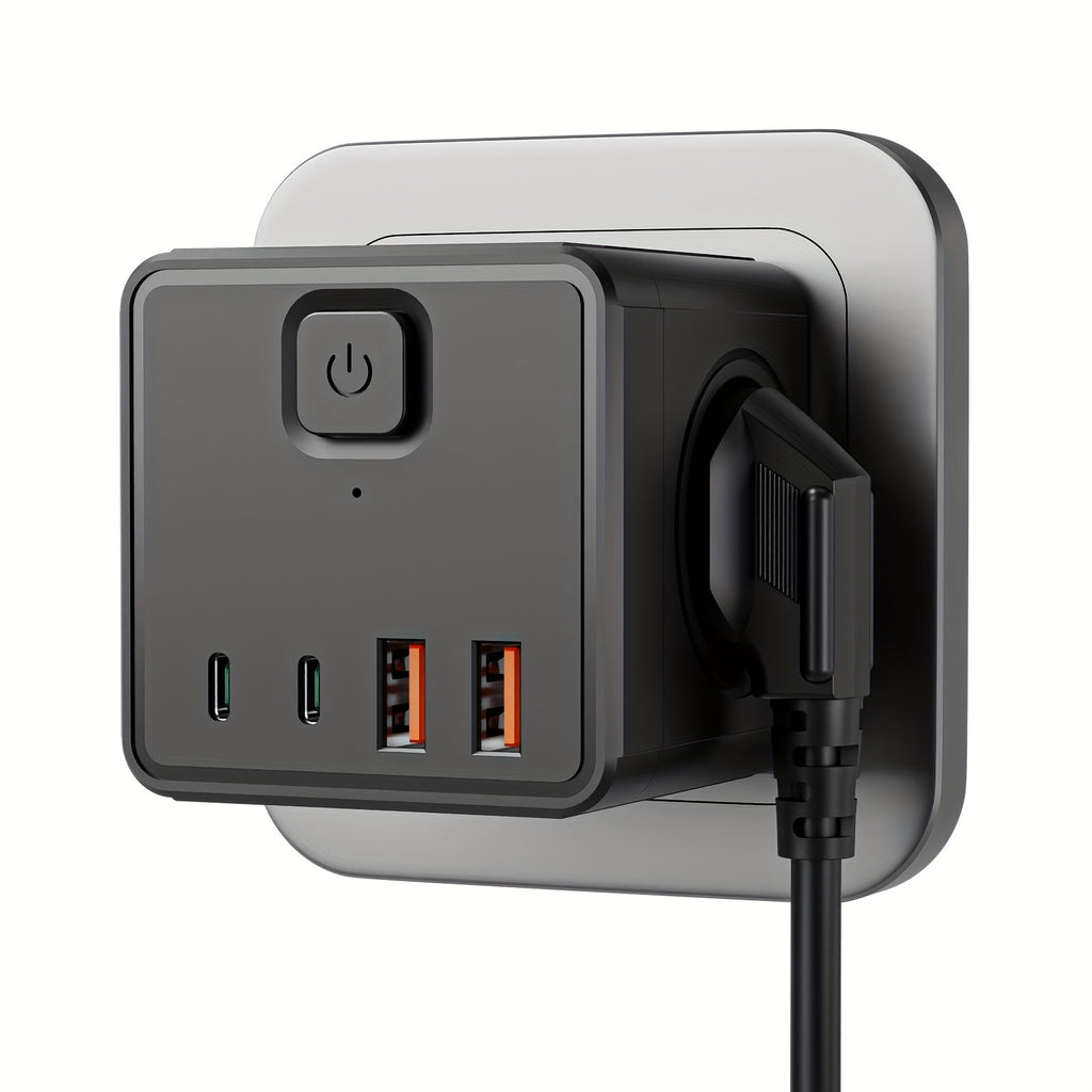 PowerPort | 7-in-1 EU Stopcontact Strip – 3 AC, 2 USB, 2 Type-C Poorten met Schakelaar, Thuis & Kantoor