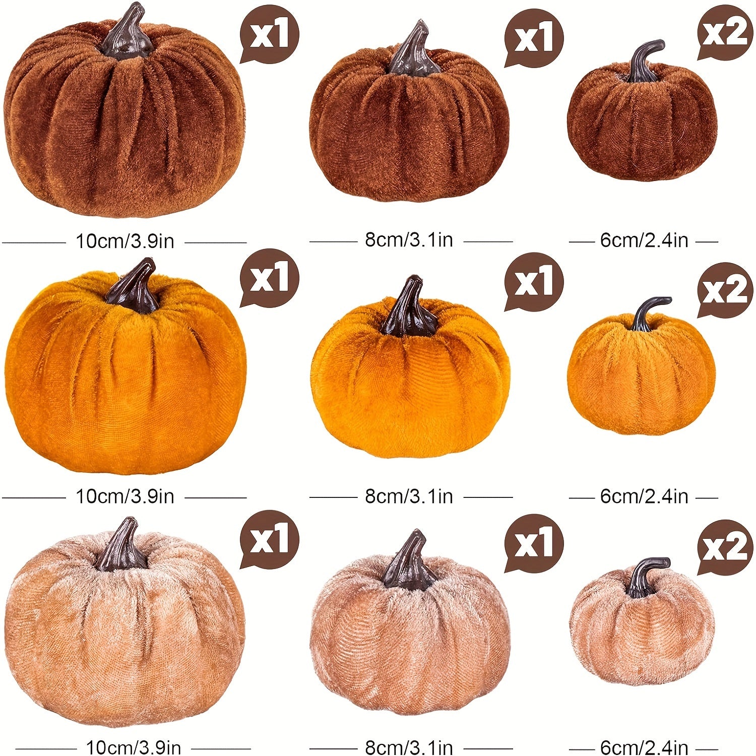 PumpkinPatch | 12 stuks kunstmatige fluwelen pompoenen – schuimrubberen herfstdecoratie & Halloween-tafelversiering