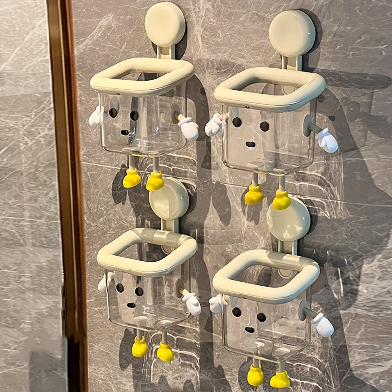 GripBrush | Wandgemonteerde tandenborstelhouder – Badkamerorganizer met zuignap, zonder boren