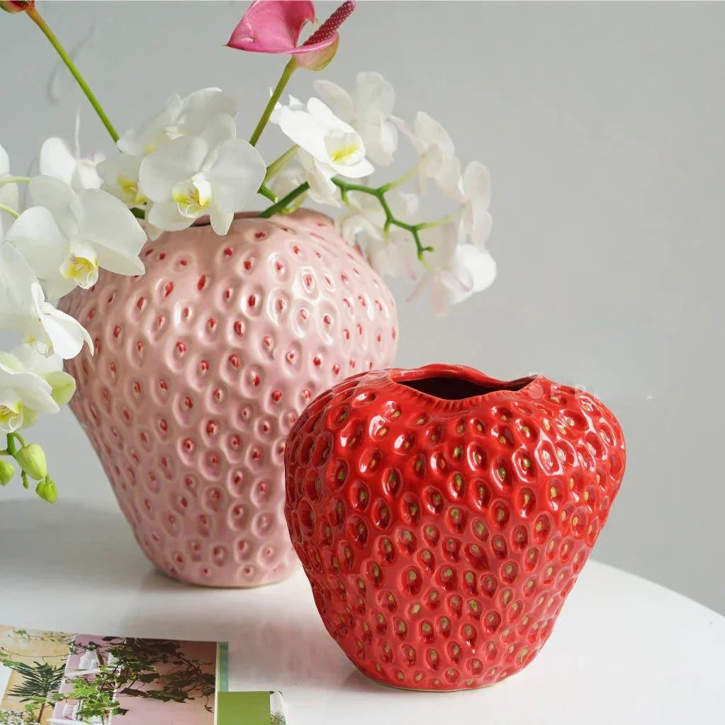 BerryBloom | Aardbei keramische vaas - schattige fruit-vormige decoratieve bloempot