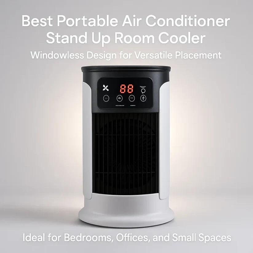 Frostra | Compacte draagbare luchtkoeler – 5-in-1 verdampingsairco, ventilator en luchtbevochtiger voor stil, energiezuinig wooncomfort