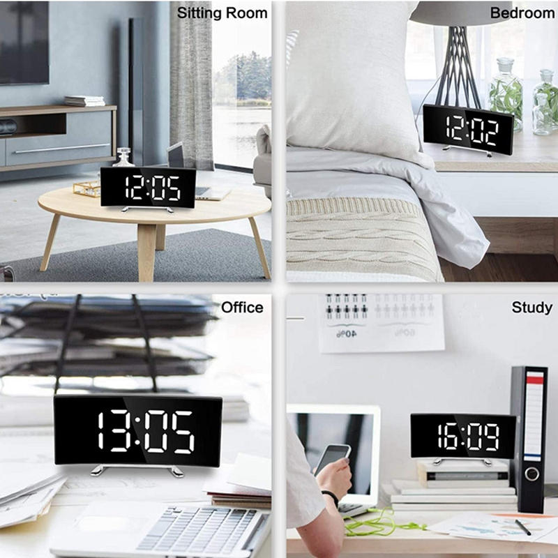 HaloDigits | Grote LED digitale klok met gebogen display - Moderne digitale klok